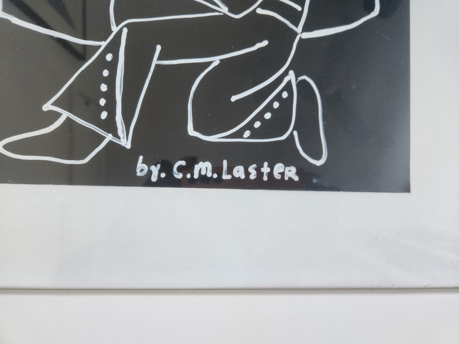 C.M. Laster Outsider Folk Art Painted Sign THE KING / Piece / Signed / Framed