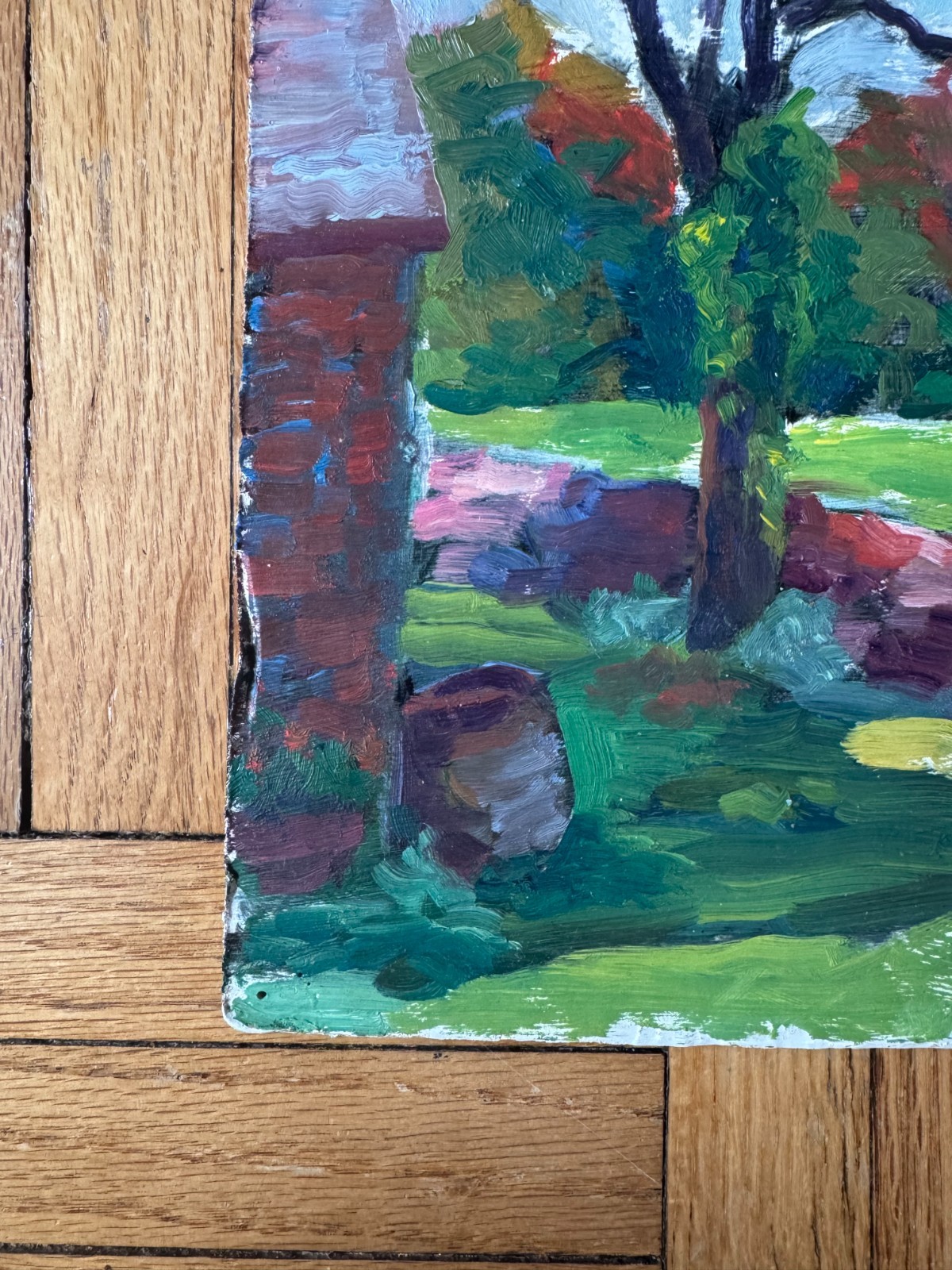 Vintage Painting Acrylic On Cardboard Landscape 9 x 11 Peter Feldman OOAK
