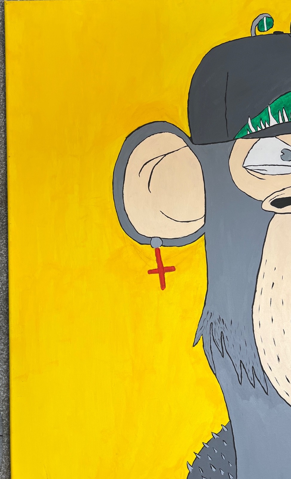 Original Street Pop Art Painting Monkey Punk 36×48 Canvas Signed TIMO 2022 Large