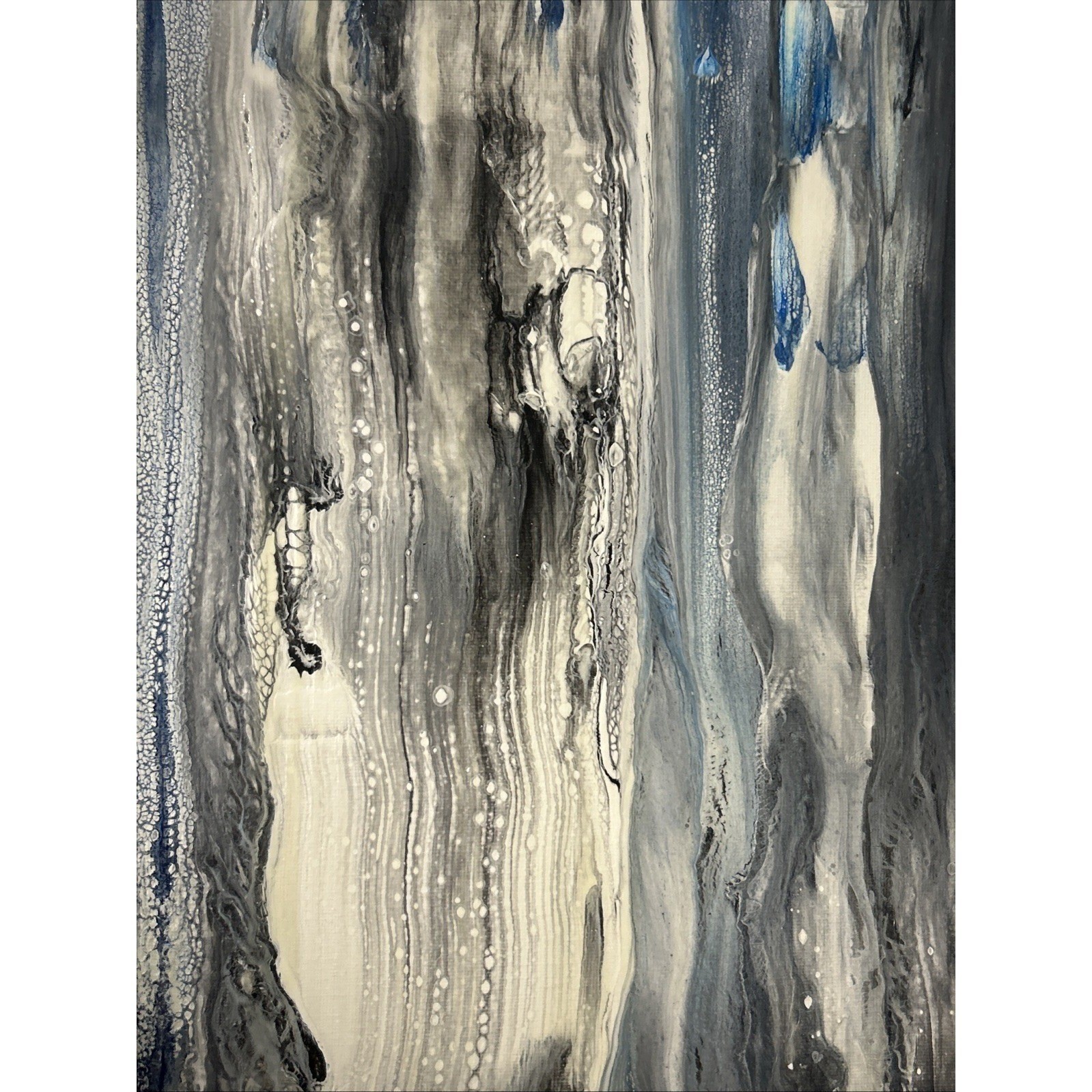 Canvas Painting 16 X 20 Blue Black Acrylic Signed Titled Whispers In the Wind