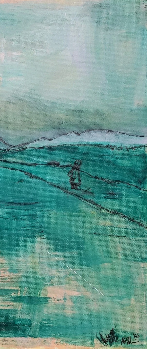 No.682 Original Abstract Minimal Landscape Painting By K.A.Davis