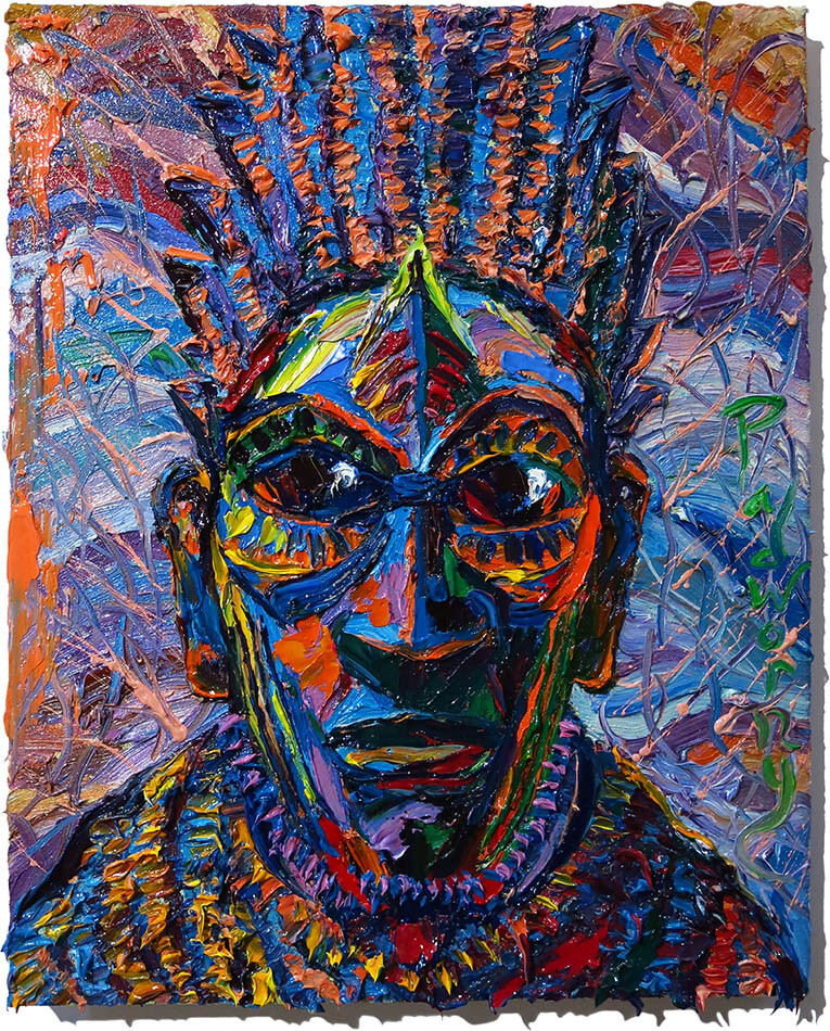 AFRICAN MASK OIL█PAINTING REALISM ART█SIGNED VINTAGE ORIGINAL█EXPRESSIONIST POP█