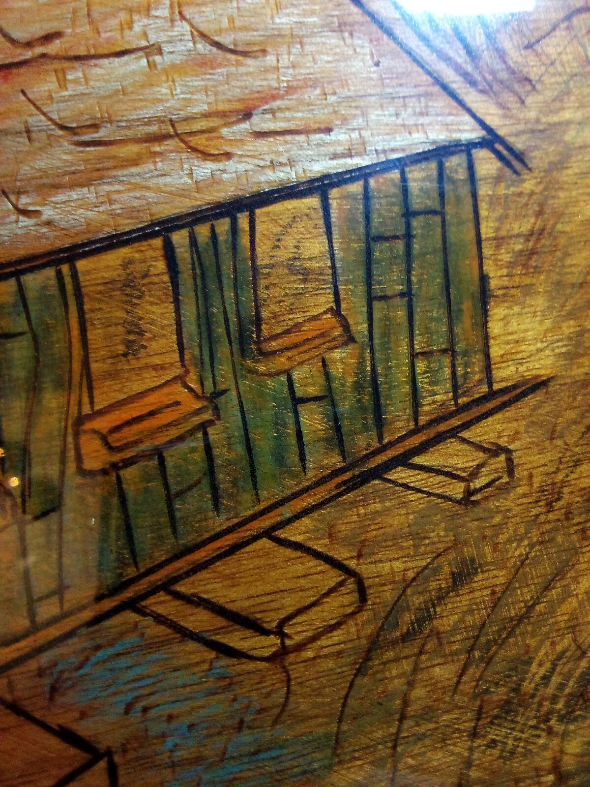 Wood Burning Scene Covered Bridge 2 Deer At Water 16″x11″x1″ Vintage 5 Pounds