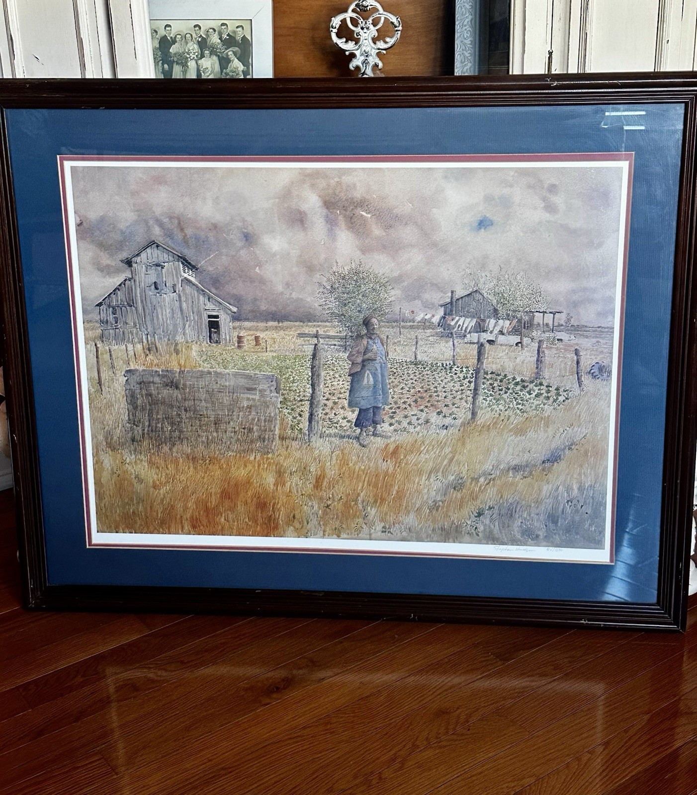 VTG Tunica Turnips Artist Signed Stephen Hudson Framed Watercolor Painting 35×29