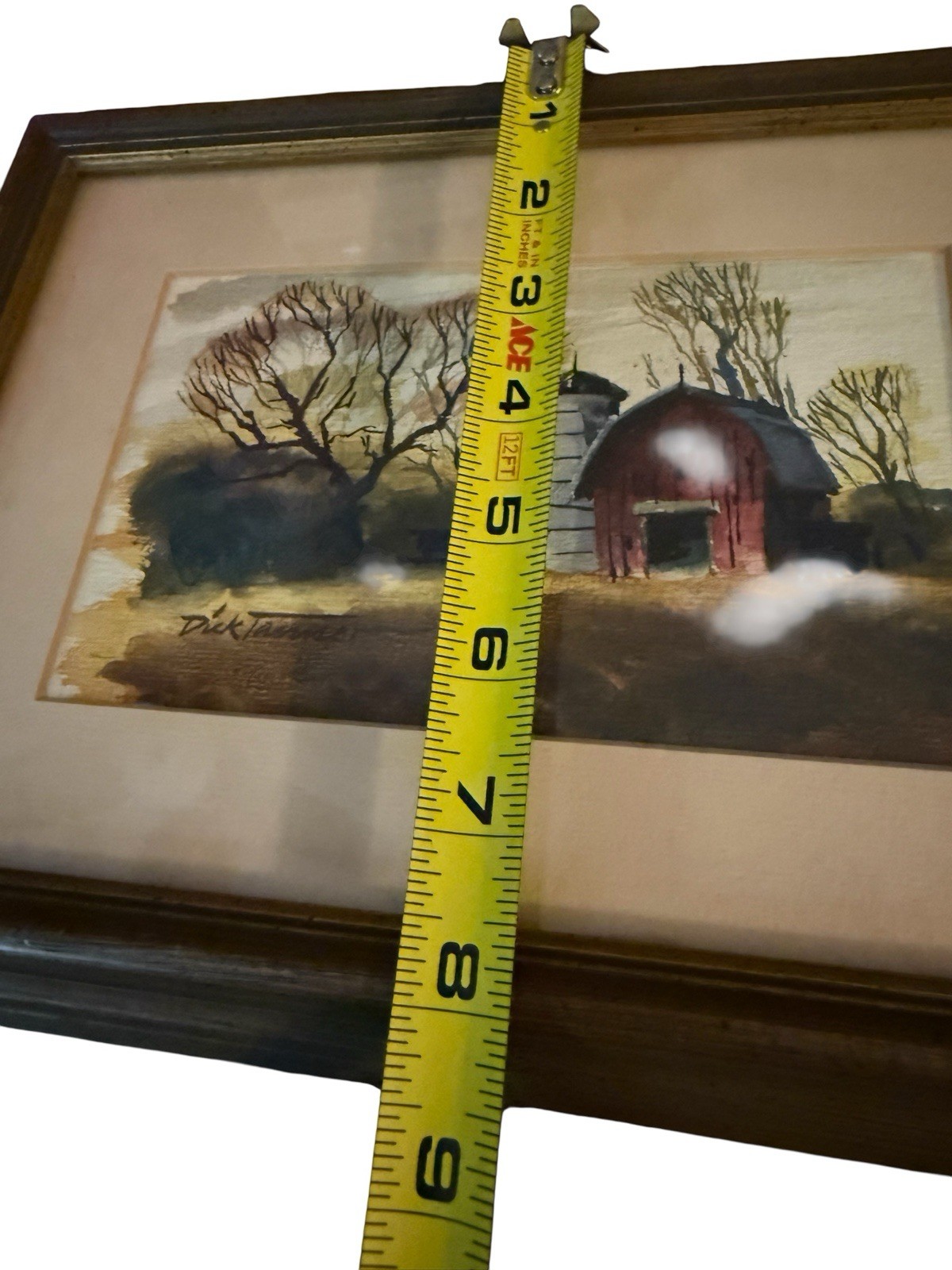 Original Signed Watercolor Painting Barn Landscape Framed Rustic Farm Art