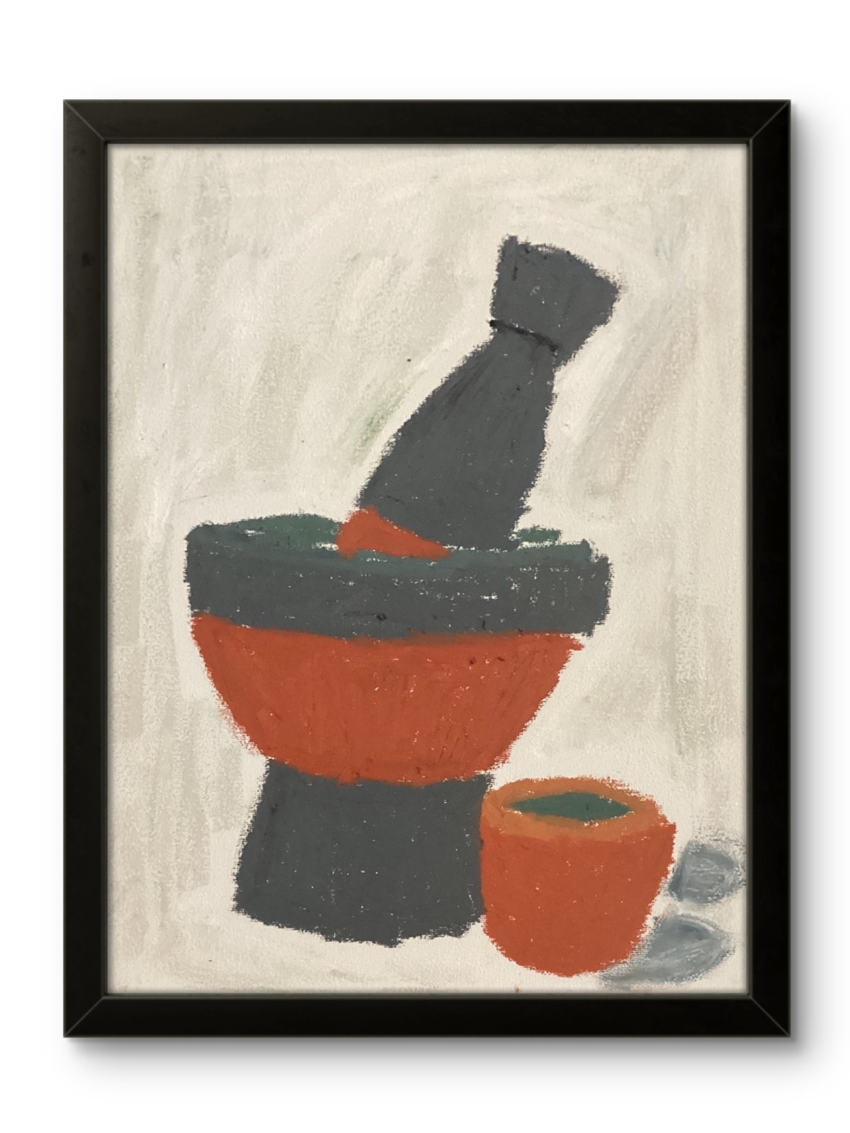 African Pottery Still Life Original Black Folk Art Kitchen Tool 11×14 Canvas