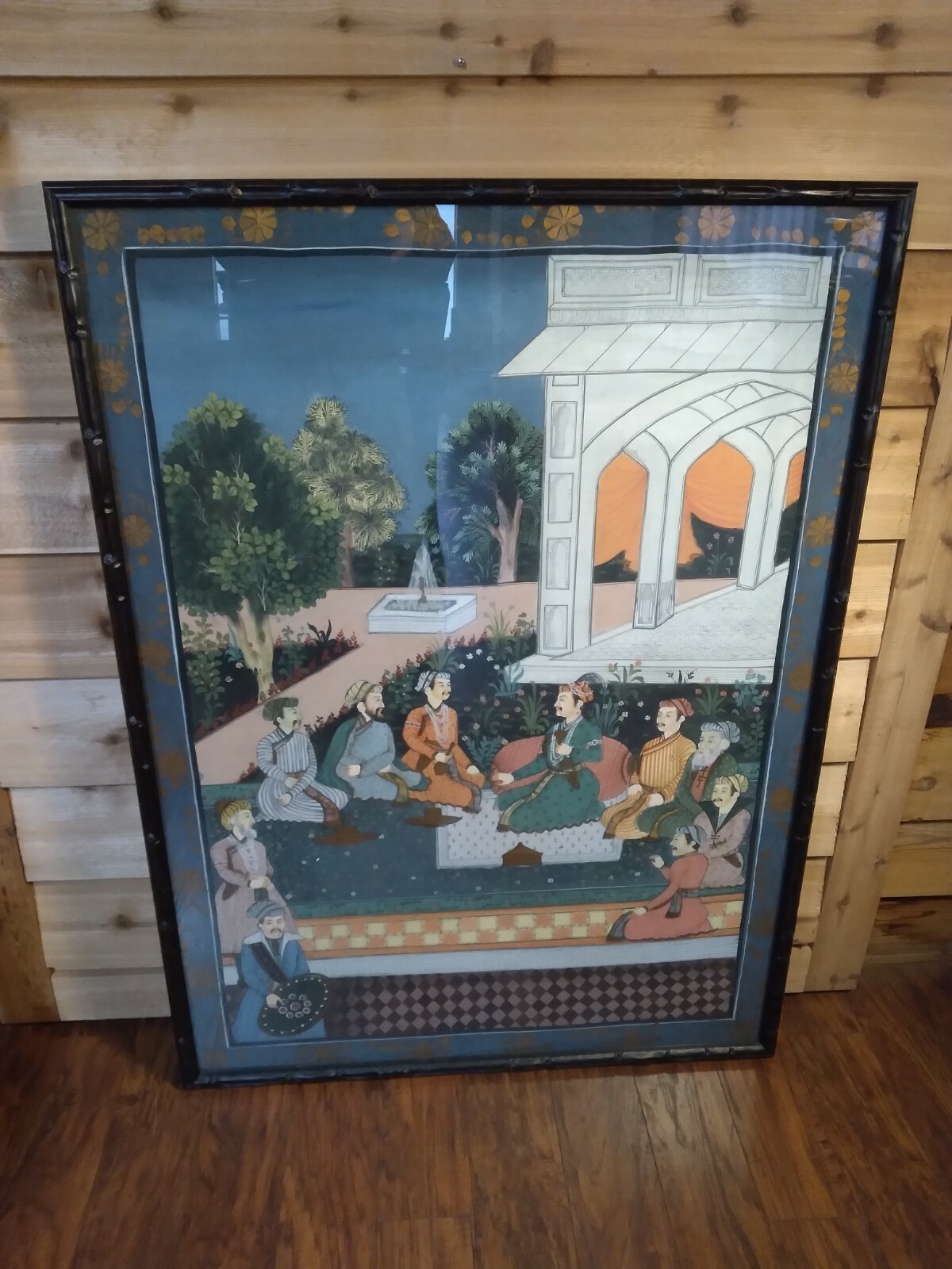 Indian Hand Painted Painting On Silk Beautifully Painted 47-1/2″ X 34-1/2″