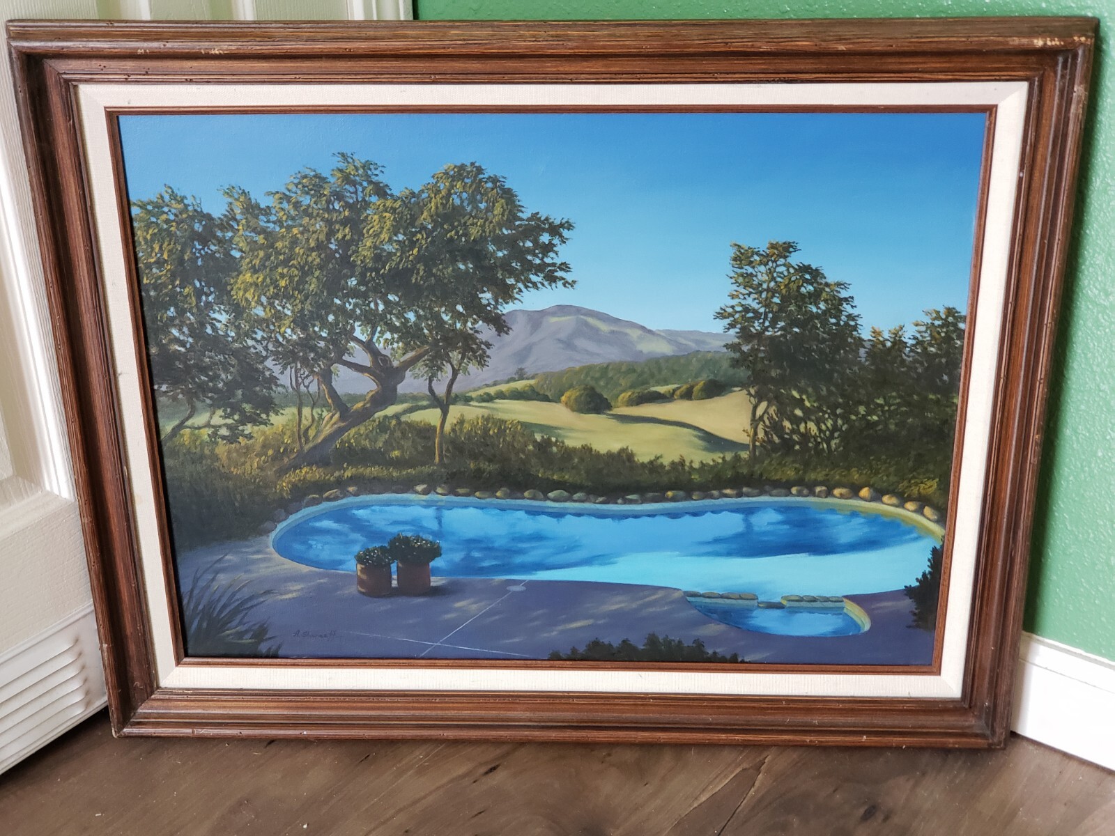 Anya Sharaeff Oil Painting Hanson’s Pool Charles Becker Student Vintage