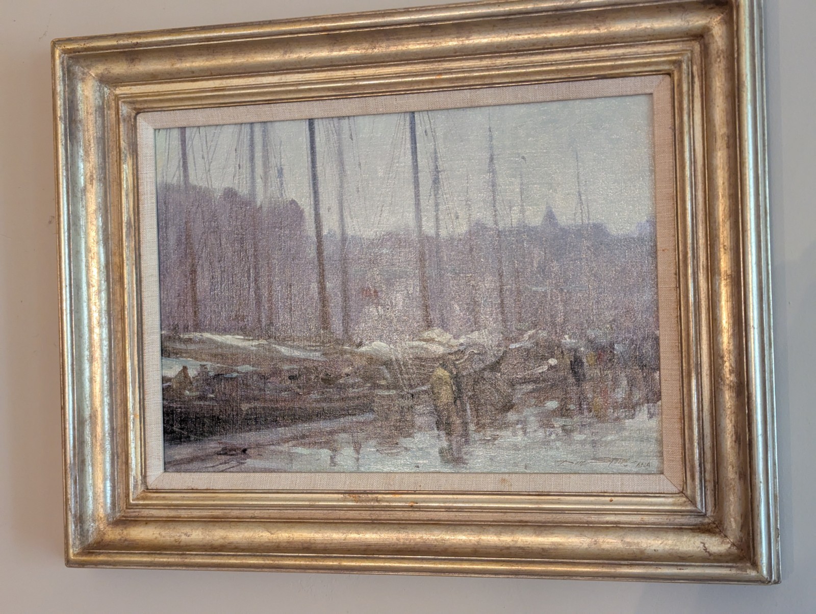 Don Stone Original Oil, Framed, «Rainy Day T-Wharf»