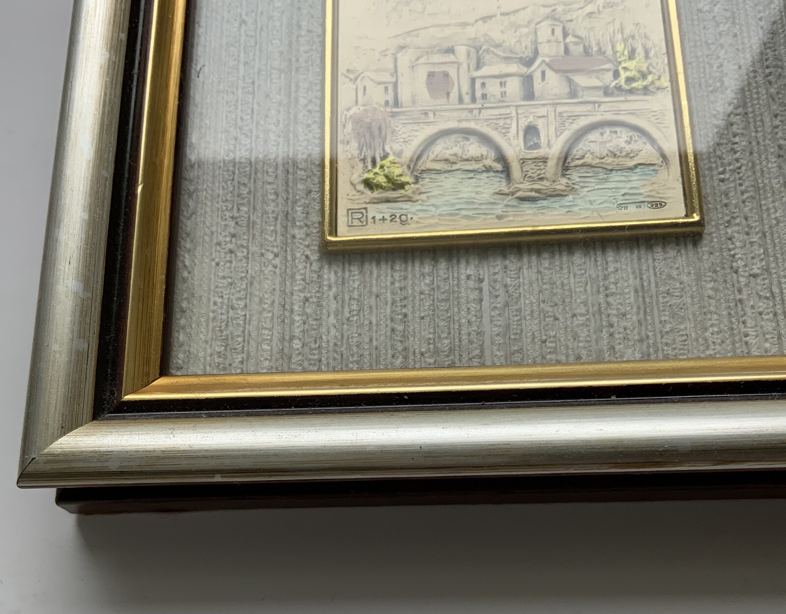 Vtg Embossed Sterling Silver Painted Hand Made Italy City Bridge Scene 4.5”x 4.5