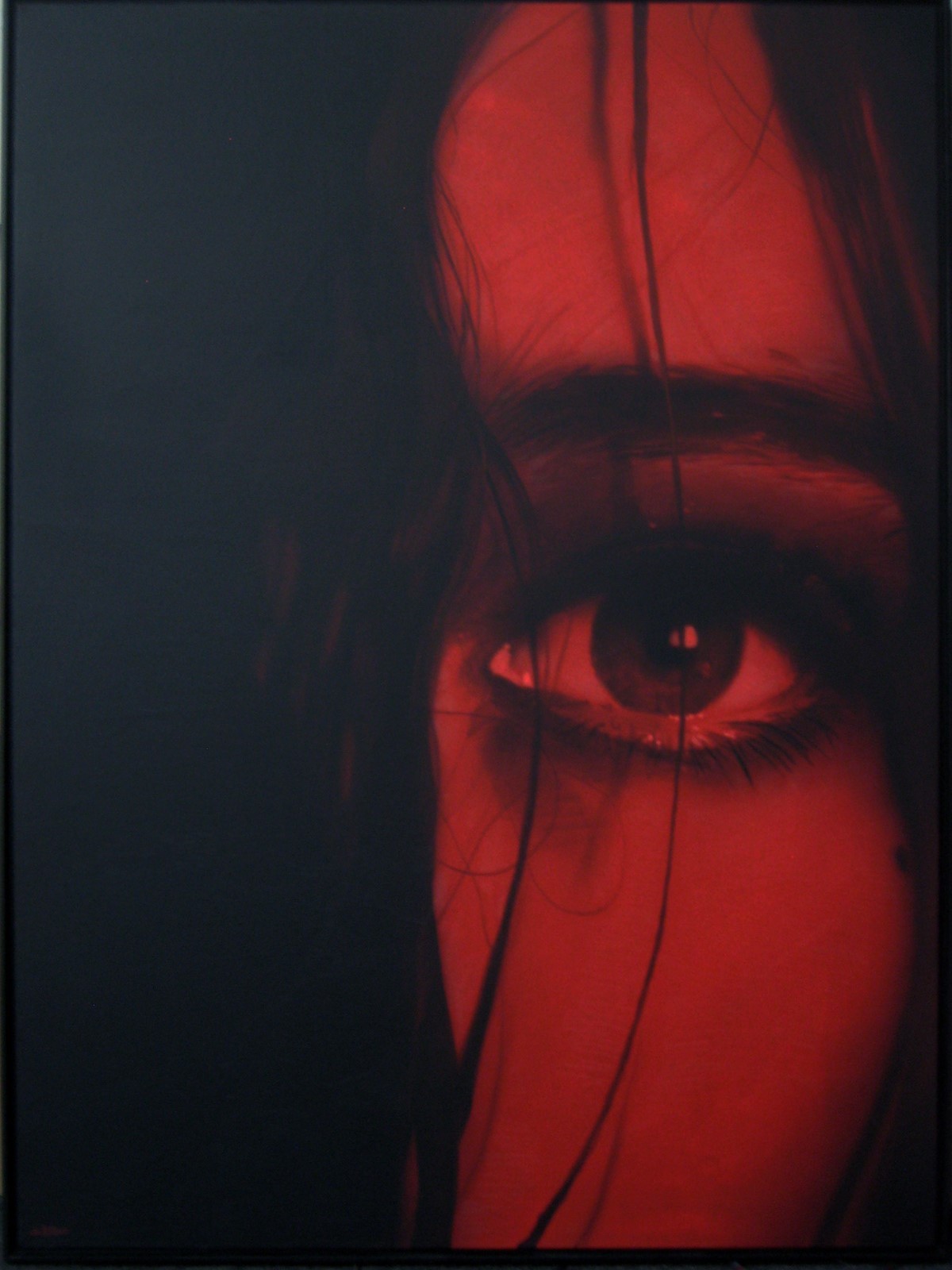 Charles DeMar Red Eye Original Acrylic paint canvas black floater frame Nw $1300