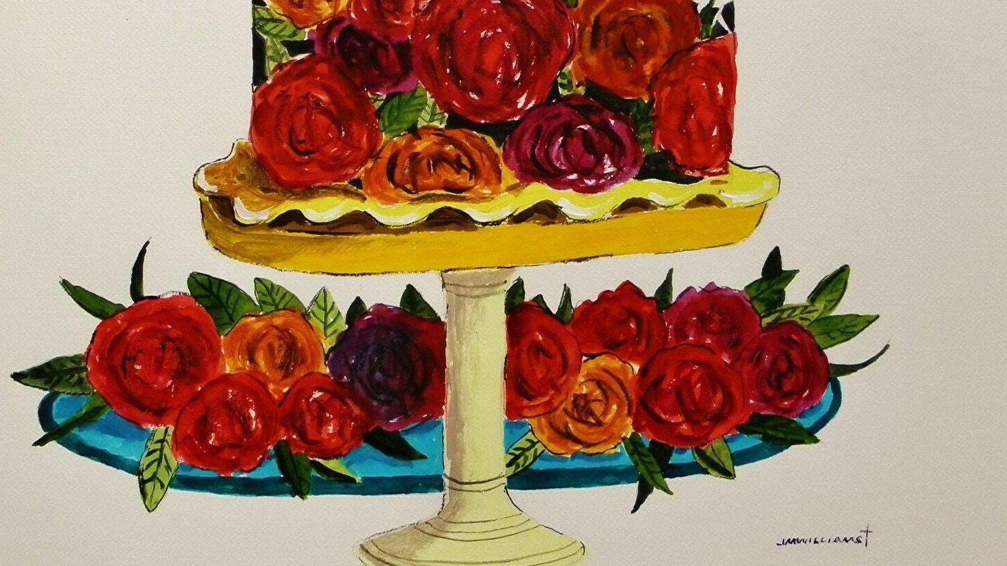 Original Bakery Sketch Cake Food Watercolor Impressionism