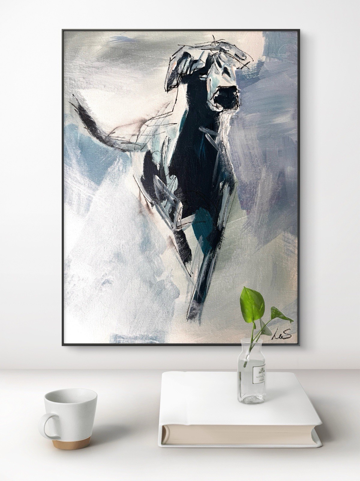 SAMATOWIC Original Abstract Expressionism Dog 11×14 Handmade Signed Fine Art 295