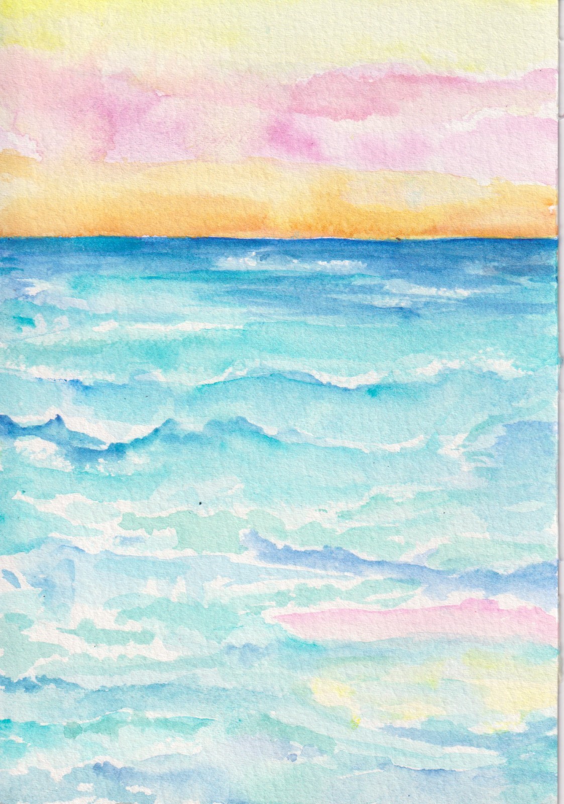 7 x 5 Original Seascape Watercolor Painting, Vertical