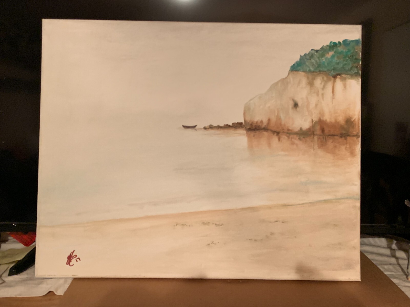 Waiting on the Edge (Hand painted original art) 16×20 Medium oil painting