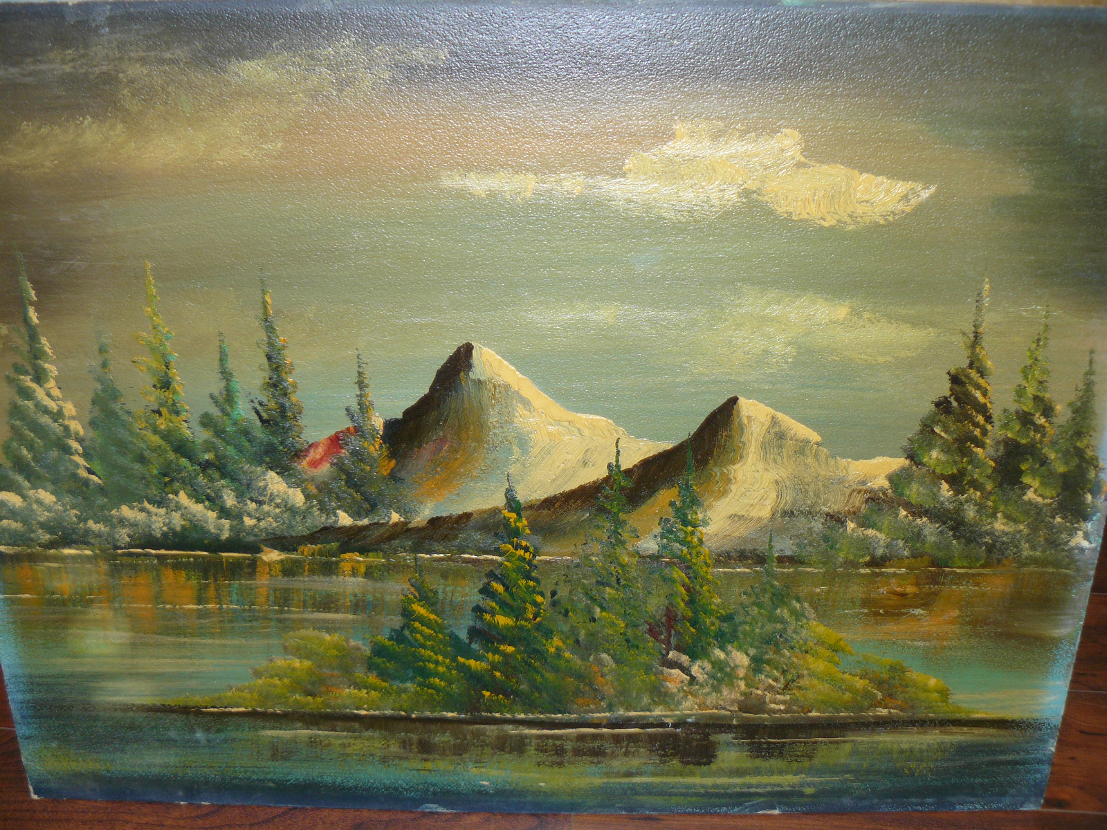 Antique Impressionist Mountain Landscape Oil on Partical Board ? 1900 century