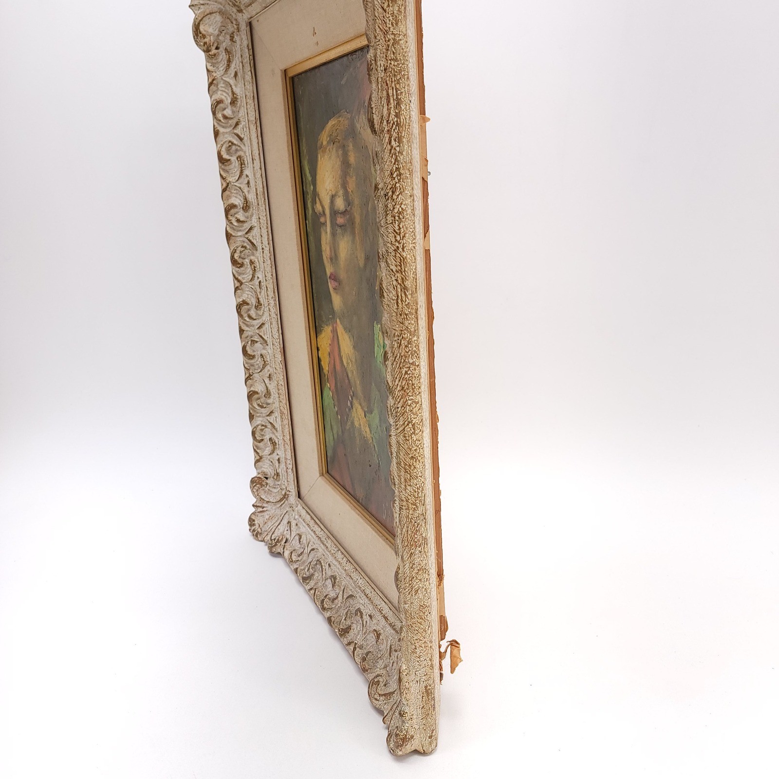 Oil Painting Jester Clown Artist D’Anza Victorian Frame Portrait Essence Love