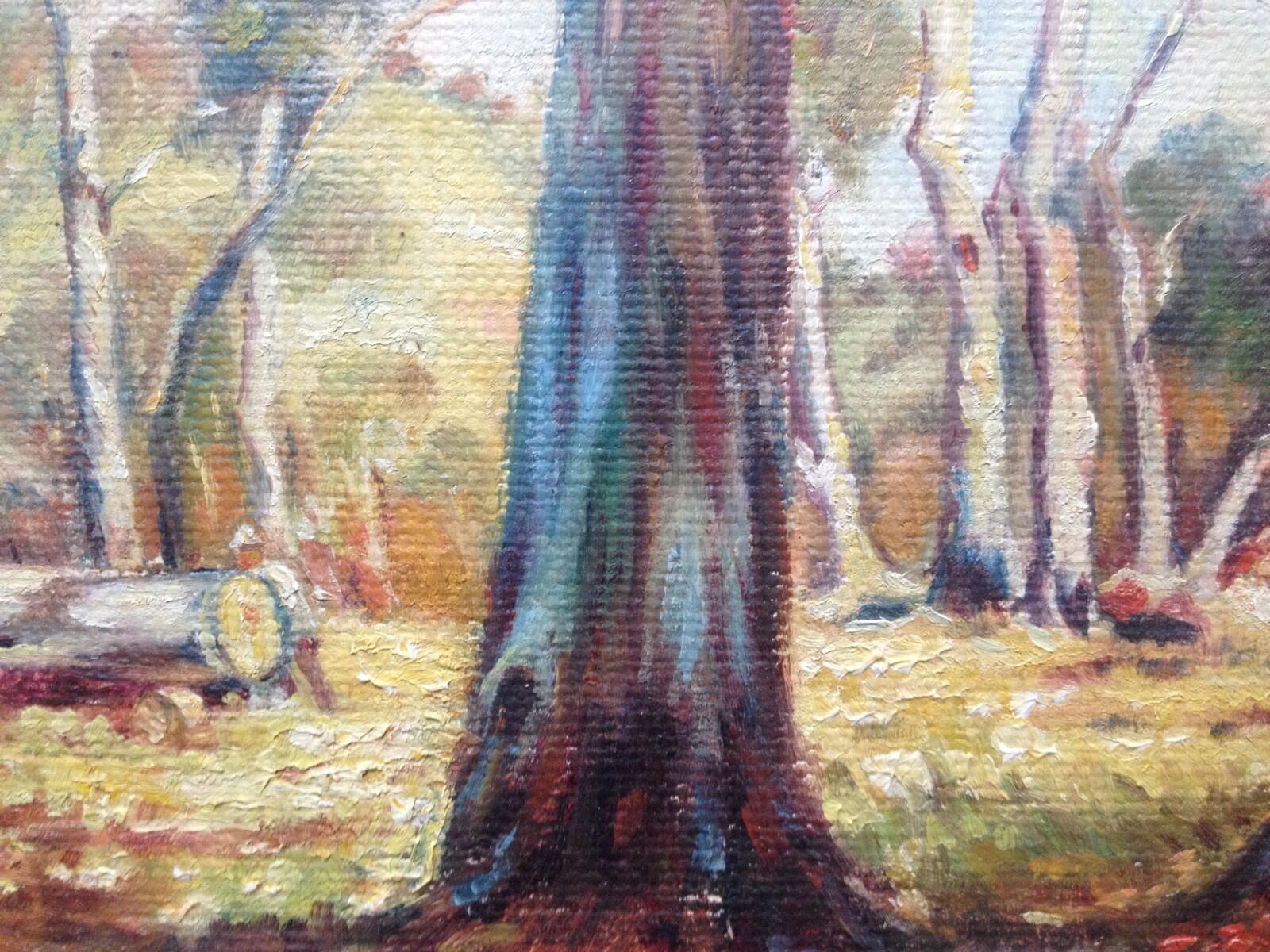 Timber Transport Forest Work Horses Carriage Lumberjack Oil Painting Antik Trees