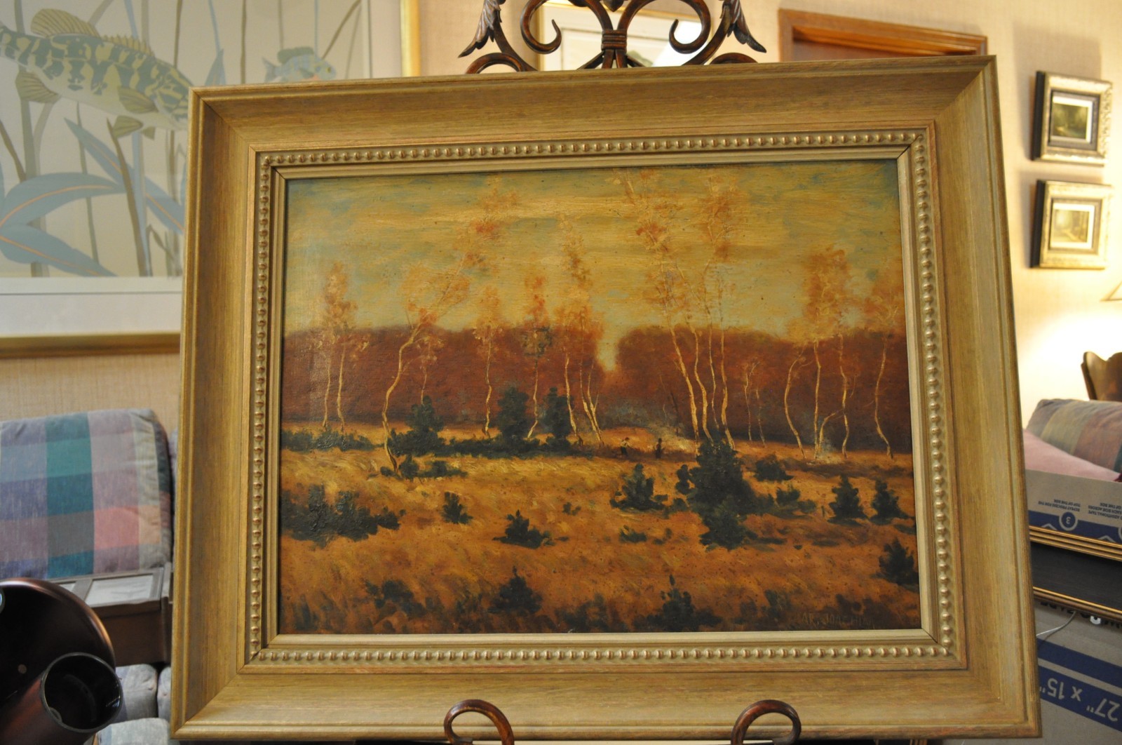 Antique French Impressionist Landscape Oil Painting on panel – Signed Framed