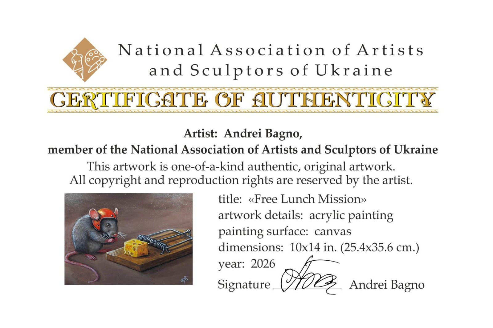 Brave Little Mouse and the Cheese Trap Funny Animal Painting Ukraine Artist