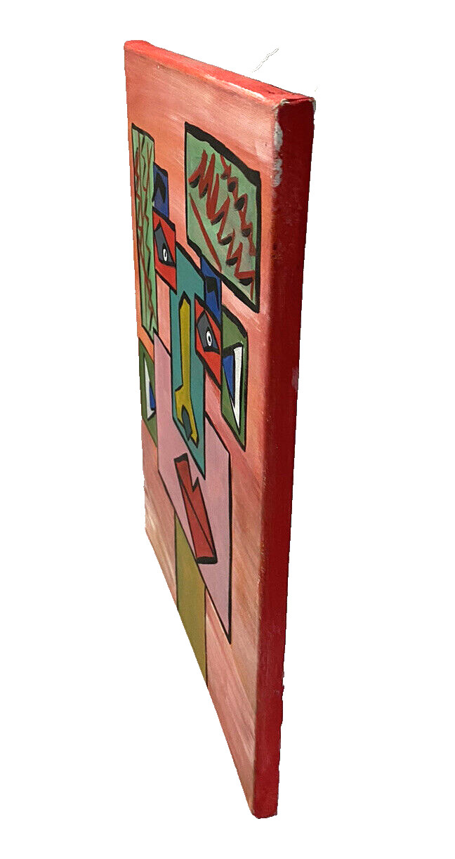 Cardboard Cubism Face Colorful Painting Canvas Expressionism