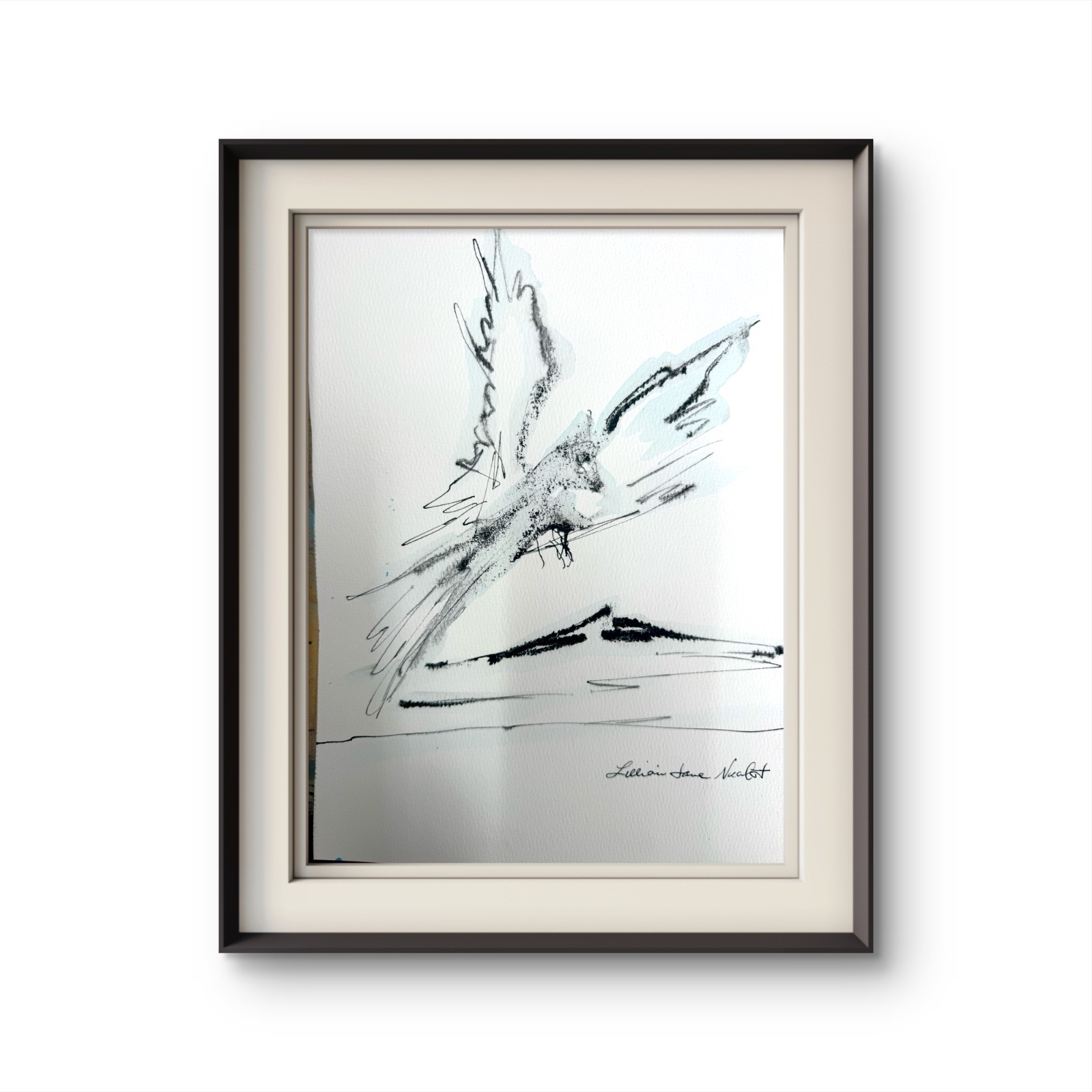 Abstract Bird 9″x12″Original Acrylic Paper Expressionism Home Decor Art