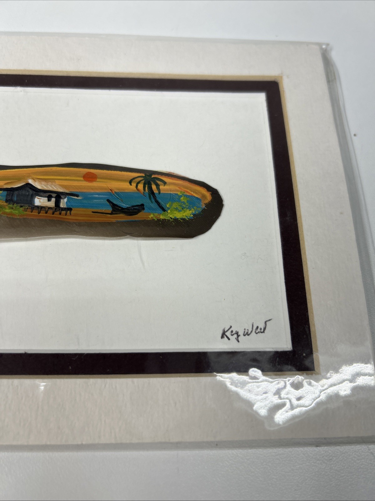 Hand Painted Feather Art Signed Mendez Key West