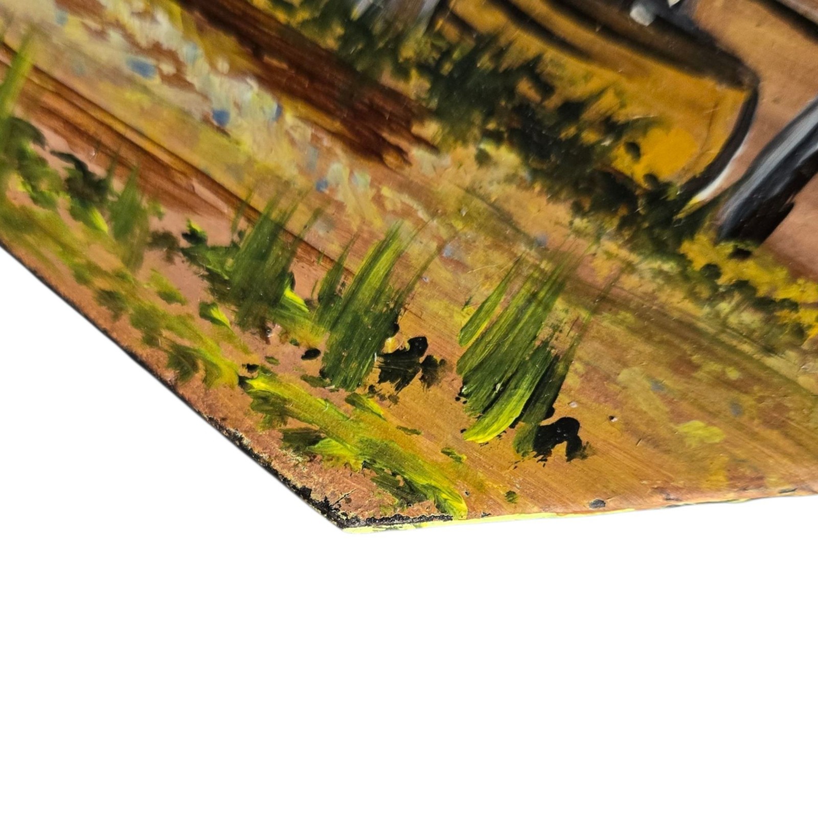 Vintage Barn Scene Folk Art Hand Painted Metal Plow Blade Windmill
