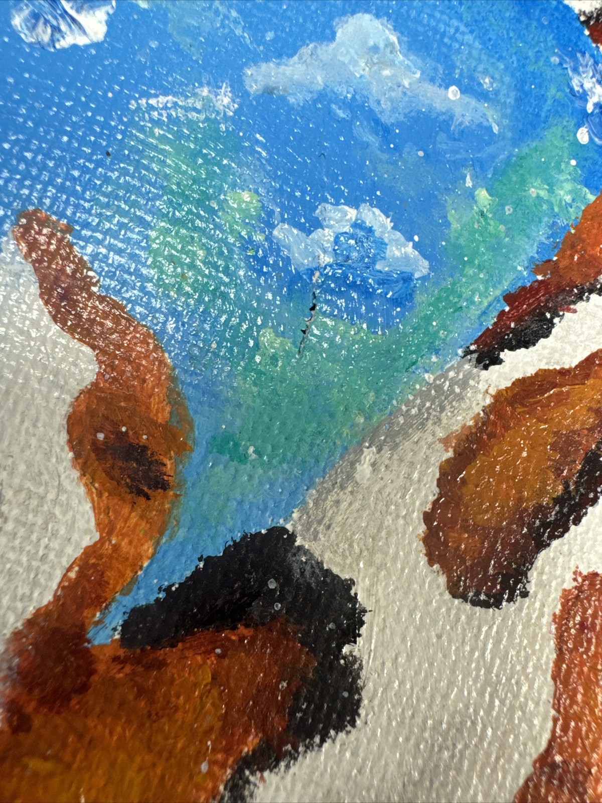 Koi Fish Hand Painted Signed (HK) !!Small Cut On The Painting!! 8×10