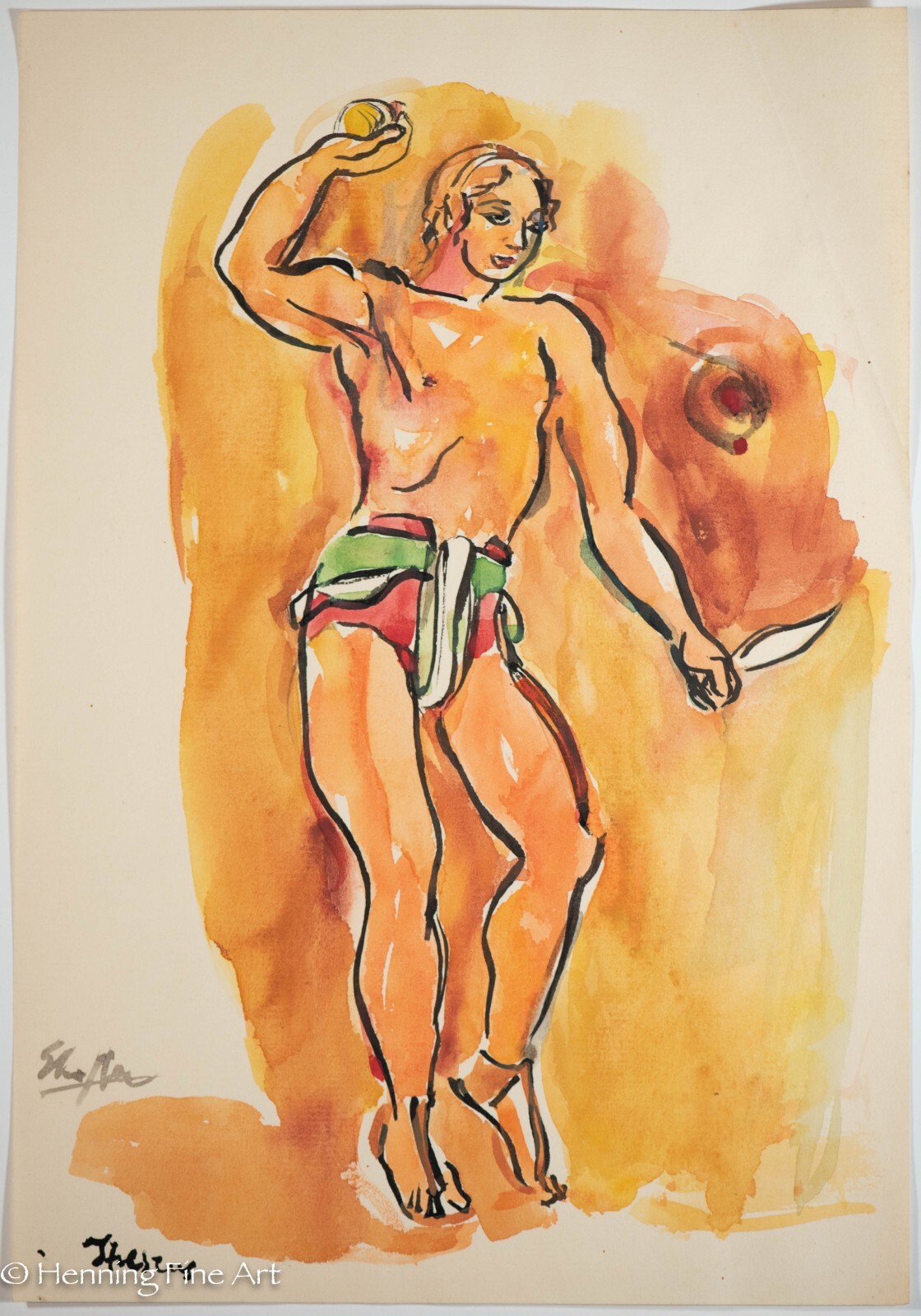 Beautiful Vintage Carl Shaffer Impressionist Painting Theatrical Theseus WPA 28