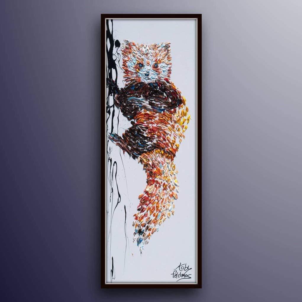 Red Panda Painting 45″ x 15″, original animal painting, contemporary art