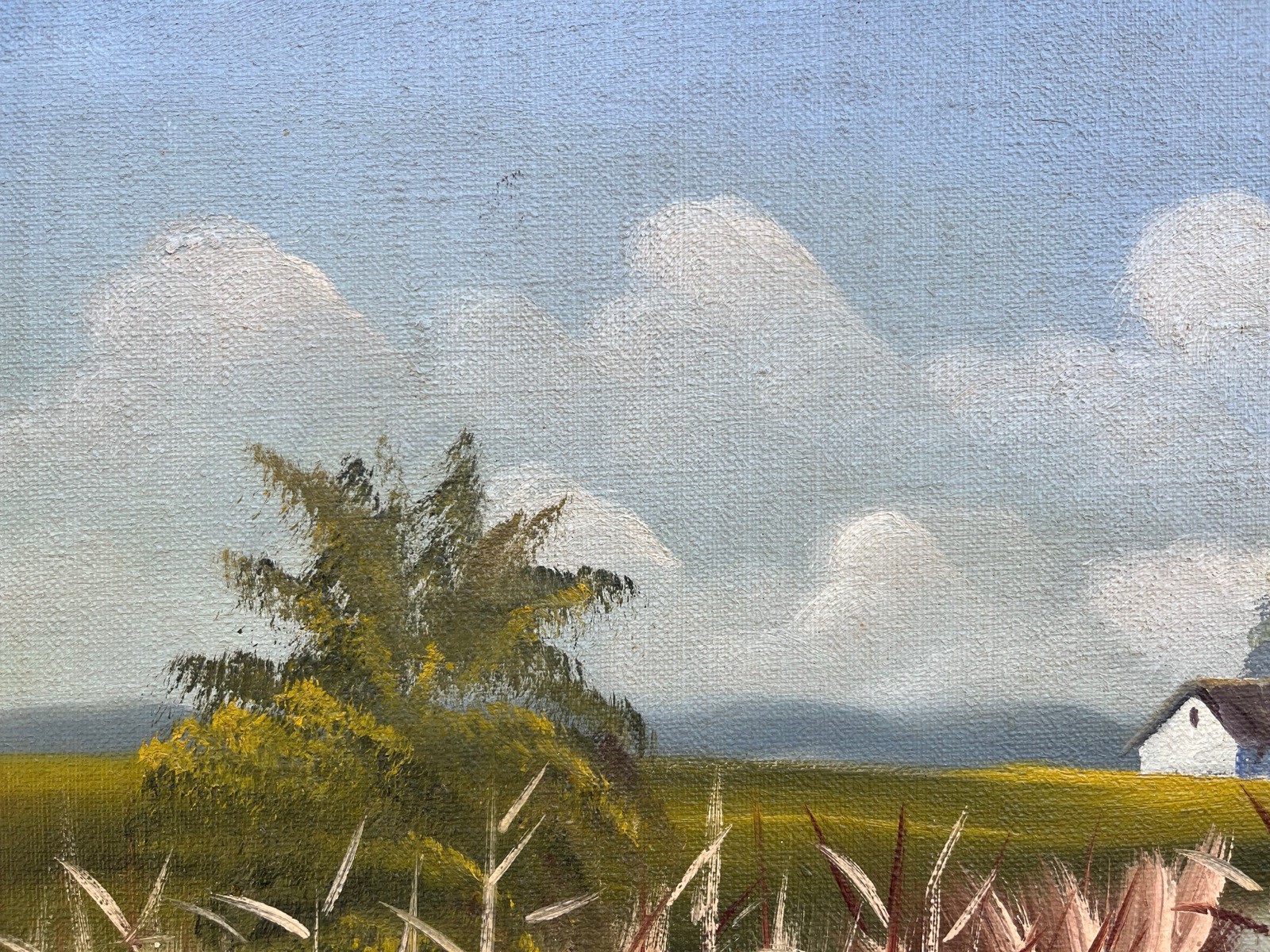 Impresssionist Wide Summer Landscape With Lake Home Jagdhund Ducks Oil Painting