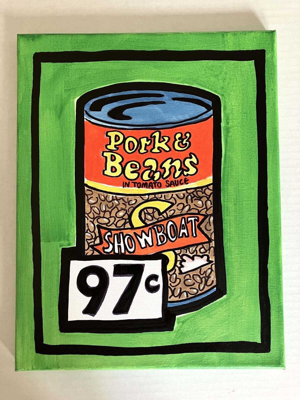 Original Pop Art! Consumerism Canned Food Pork and Beans CAN Popular 11×14