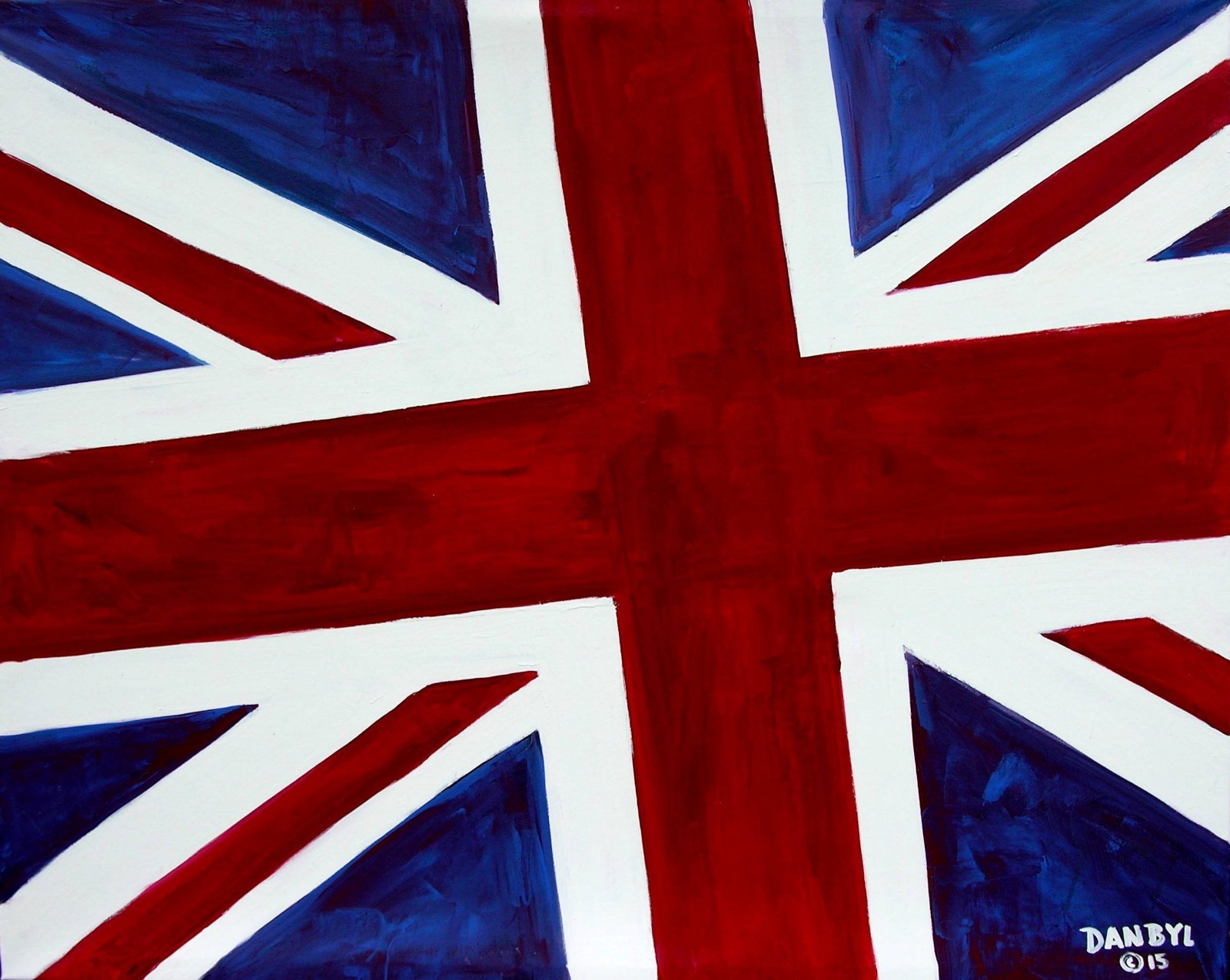 UK British Brexit Flag Original Art PAINTING Artist DAN BYL Huge 60 inches x 48