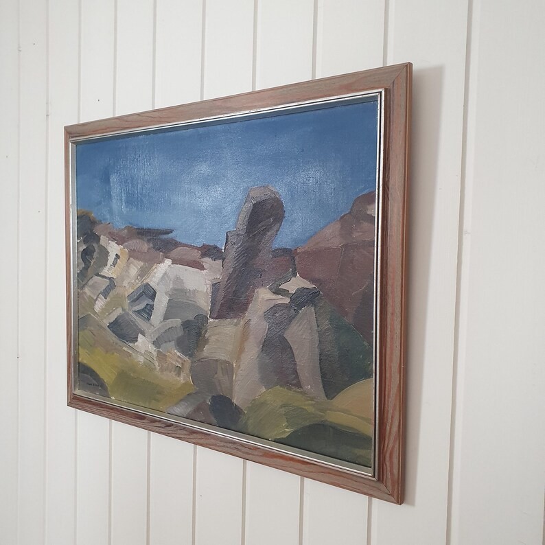Allan Erwö 1950s Vintage Swedish Mid Century Oil Painting Original Canvas Art