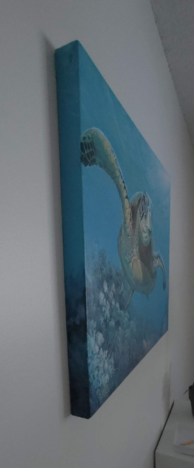 Original Expressive 22 x 28 Tropical Sea Turtle Acrylic Canvas Art Painting