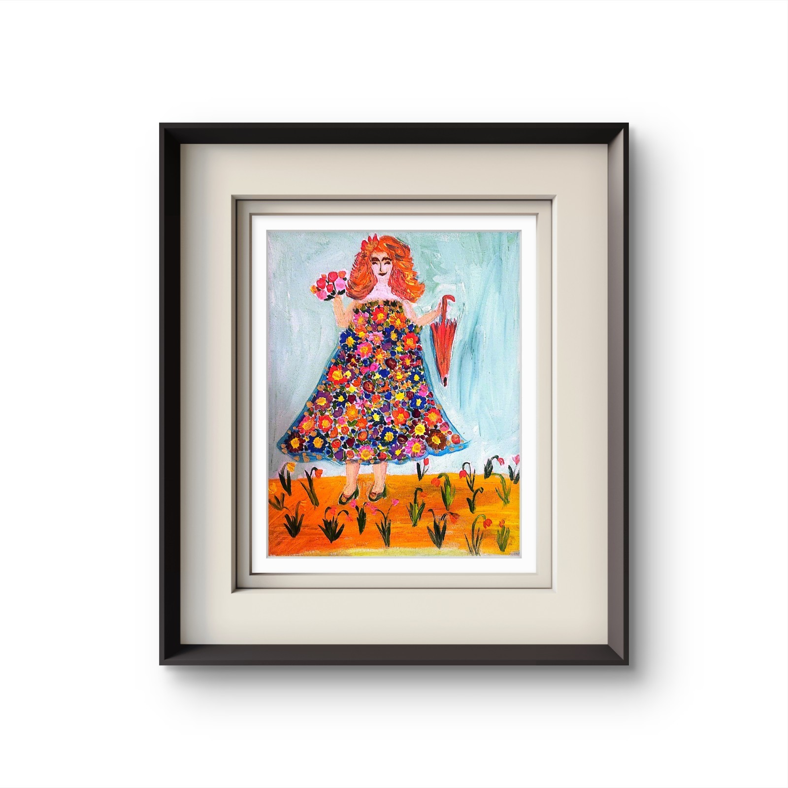 Spring In Her Steps Colorful Neo Expressionist Original Wall Art 11×14 Canvas