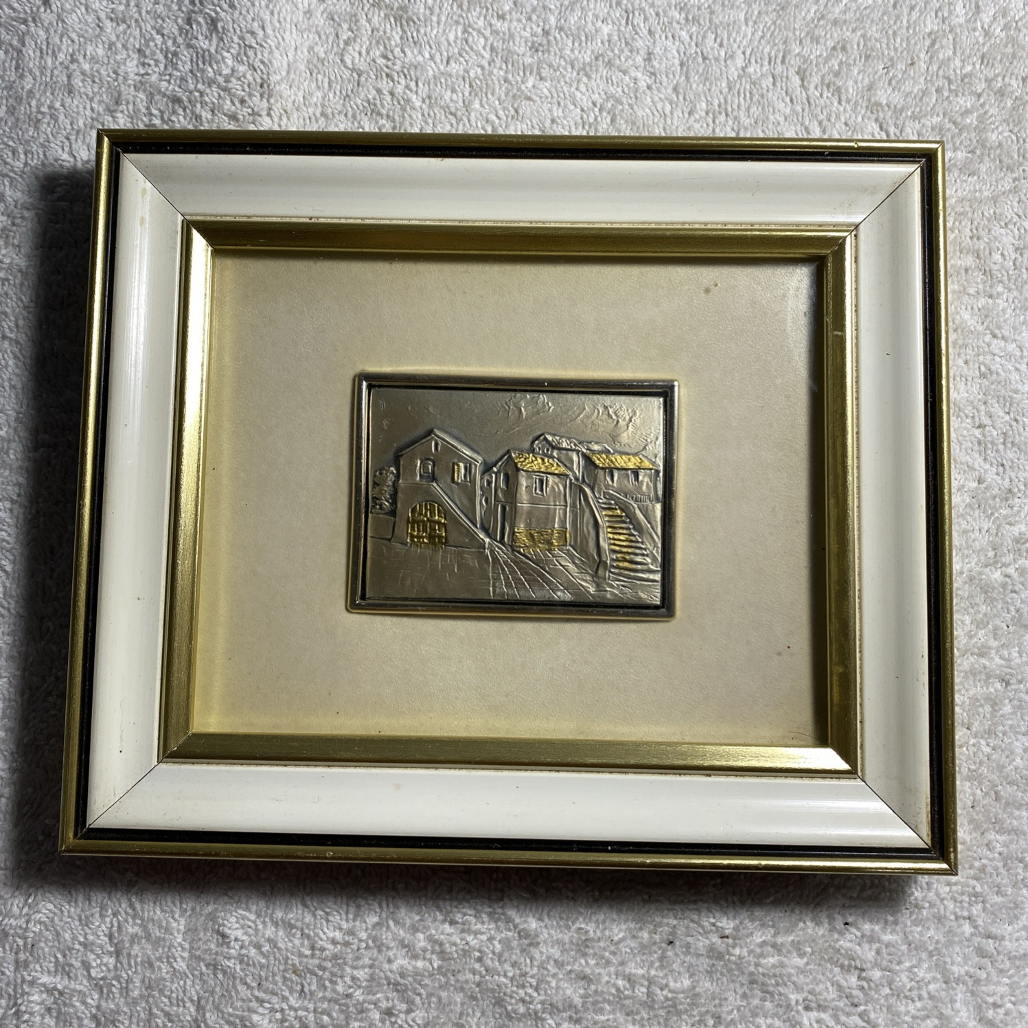 Vintage Embossed,Relief,engraved intaglio, sterling .925 Silver Italian Fine art