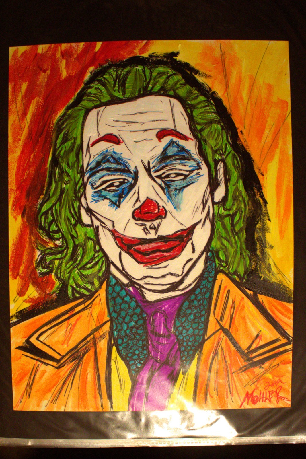 The Joker fanart » Jokes on you» 8.5×11 acrylic on hard paper by Alex Mohler