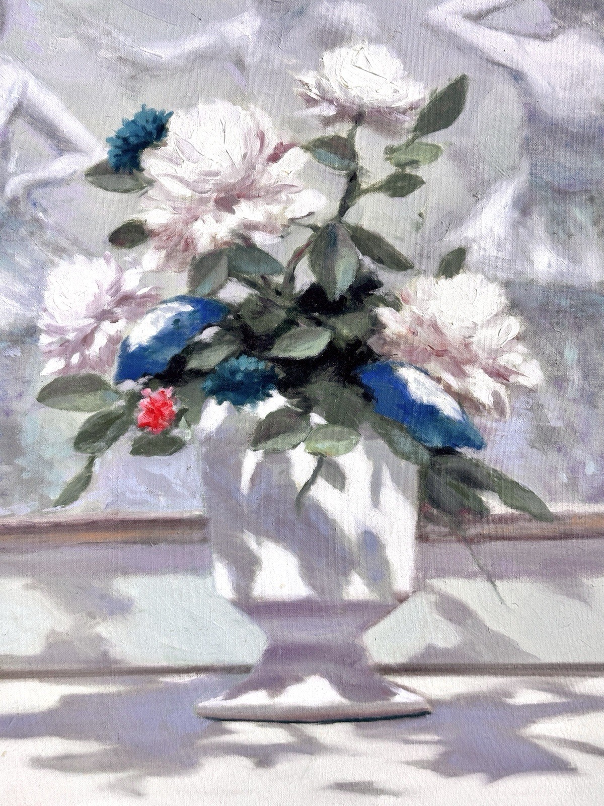 Andre Gisson oil painting Flowers with a Painting of Ballet Dancers
