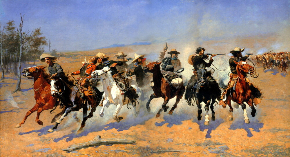 Old west cowboys Battle scene Oil painting Art Giclee Printed on canvas P160