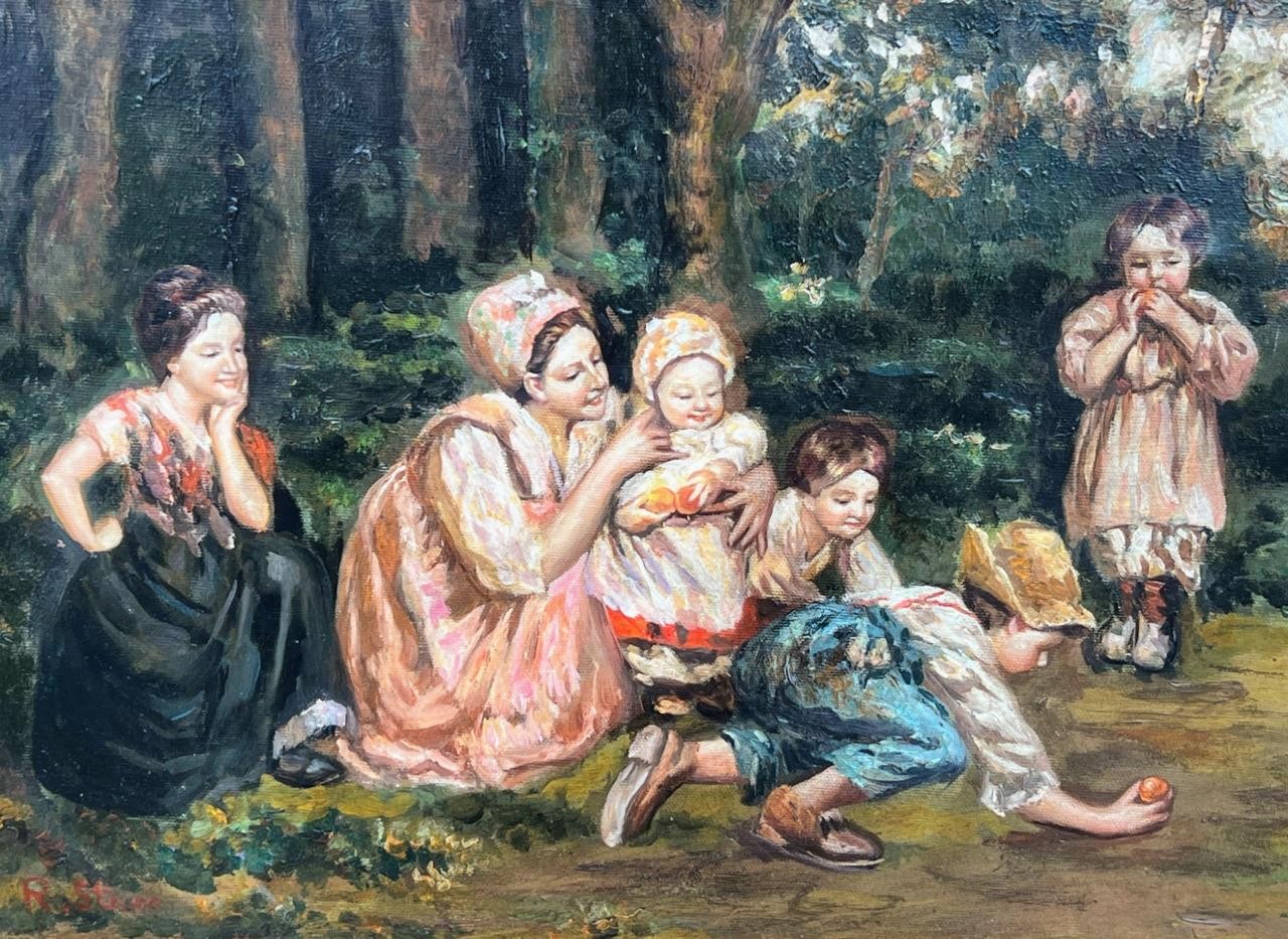 Oil Painting Landscape Portrait Children Boys Girls Landscape Forest Signed Art