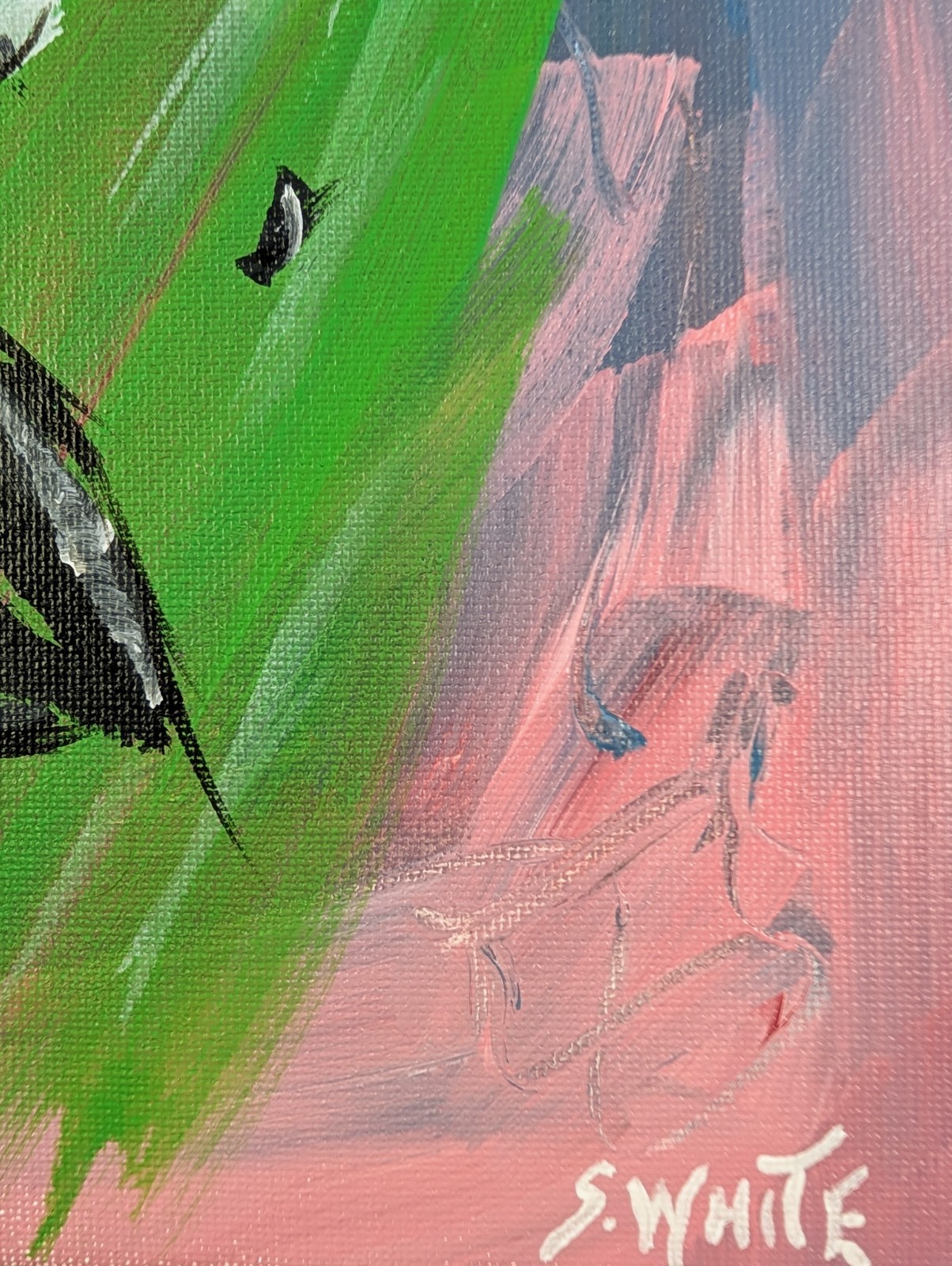 Cow UFO Abduction Original Painting Canvas Alien Pop Art Gestural Expressionism