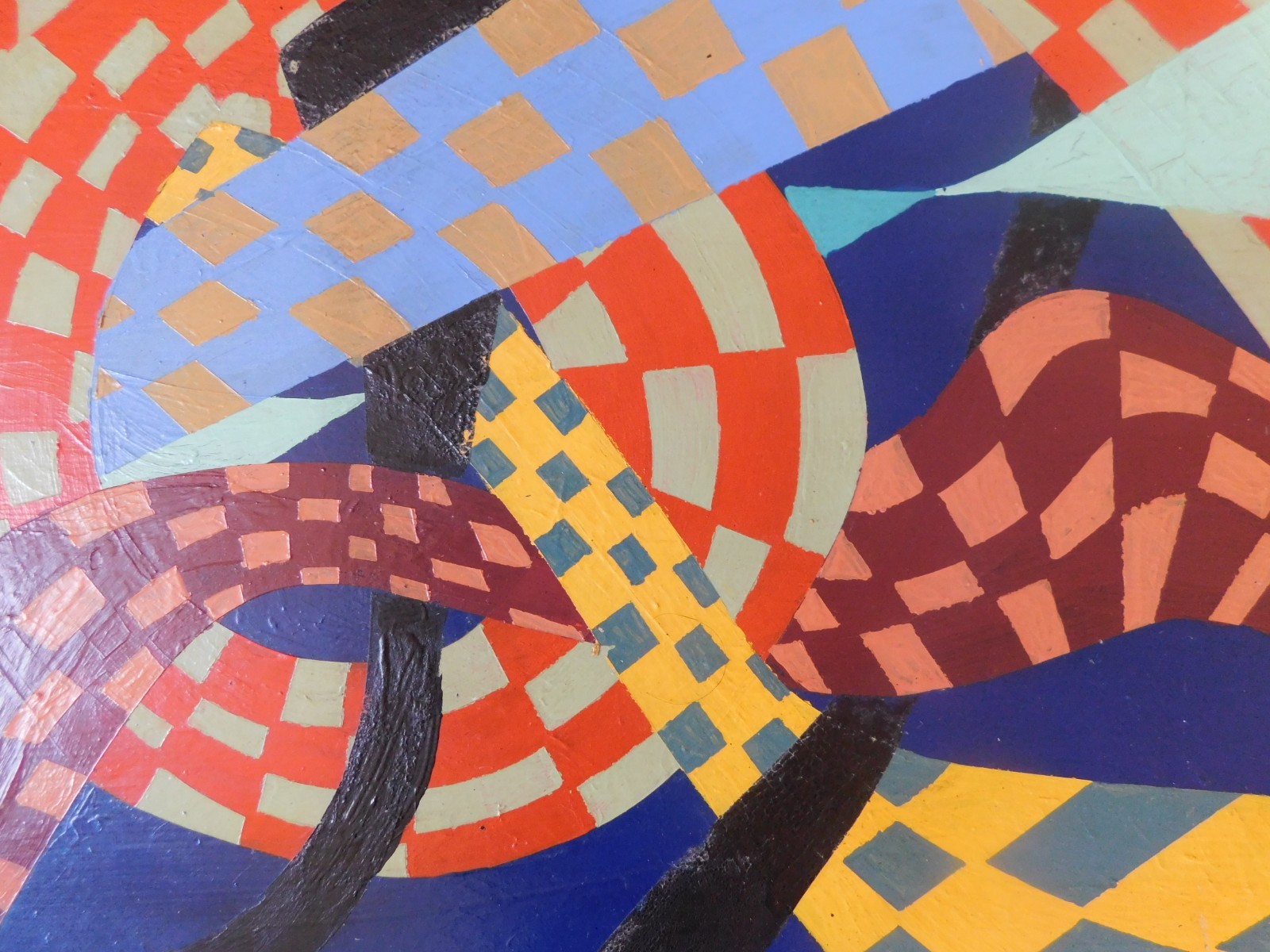 1962 Cubist Abstract Geometric Expressionist oil Painting by ROSS 28 x 20 Framed