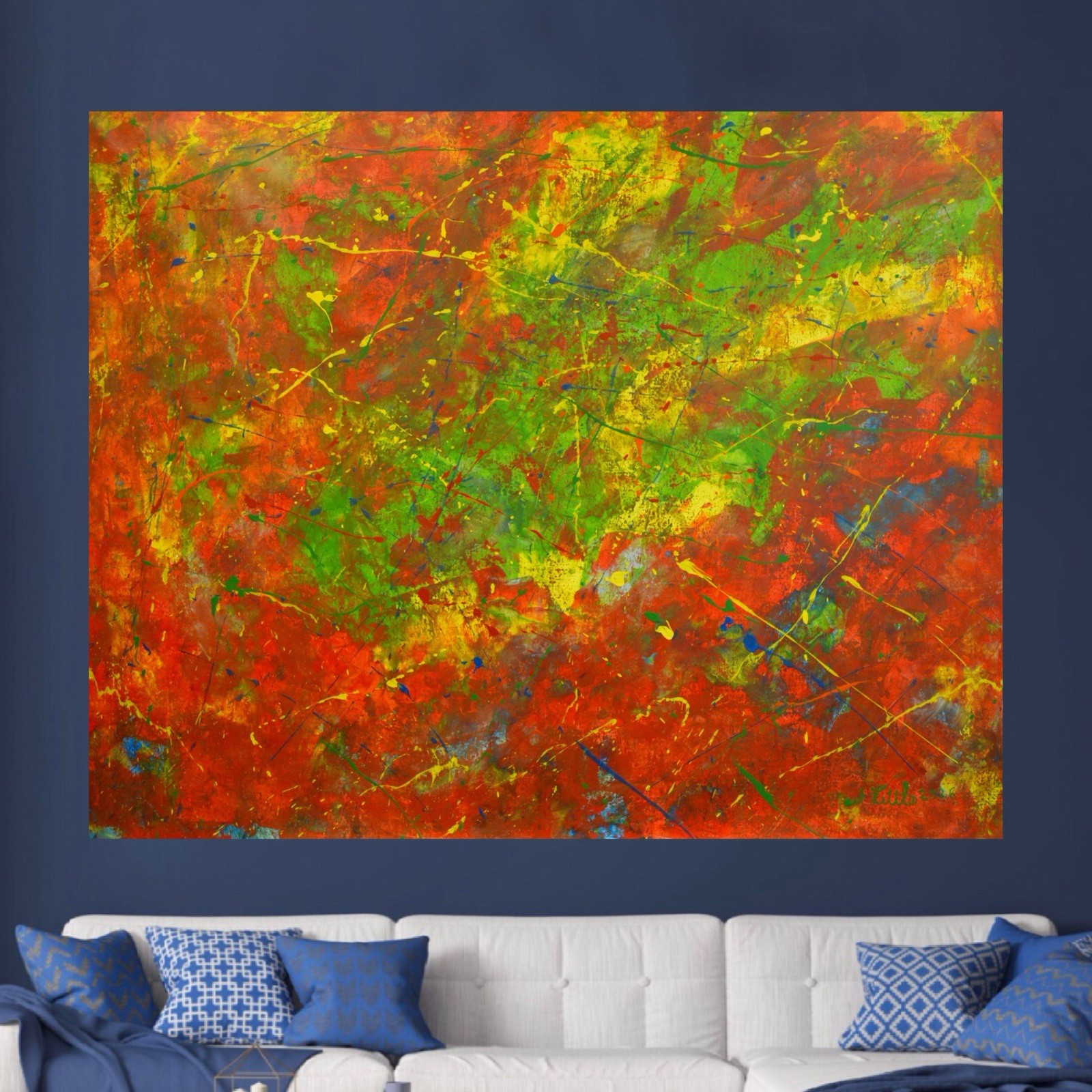 Mark Little Original￼ Giant Canvas Painting 81”X62” (6 Foot 9 inch) Abstract XXL