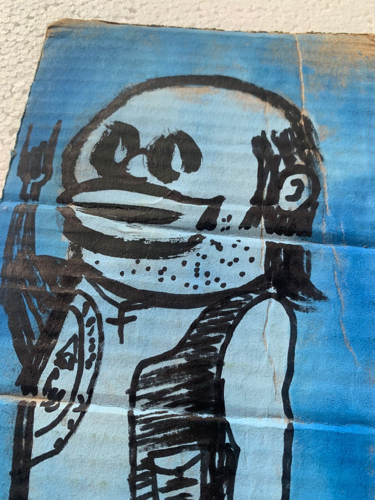 Original 2013 Brazilian Outsider Art GUGUE – BALD METAL HEAD – Rare Archive Piec