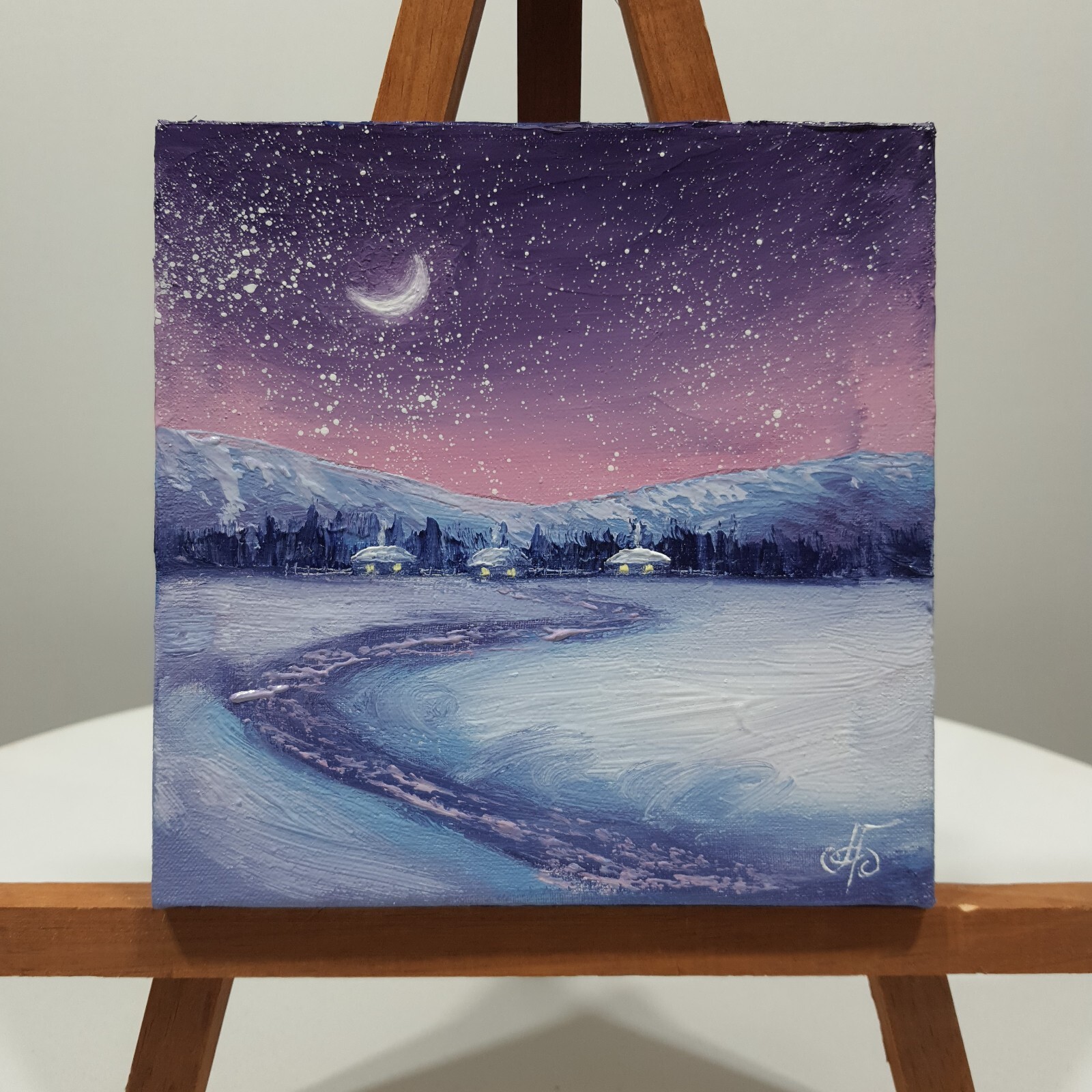 Ukraine Artist Original Winter Landscape Painting Wall Art Decor Gift Signed