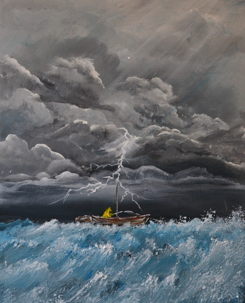 Florida Highwaymen Style – Original painting – » Old Man Of The Sea «