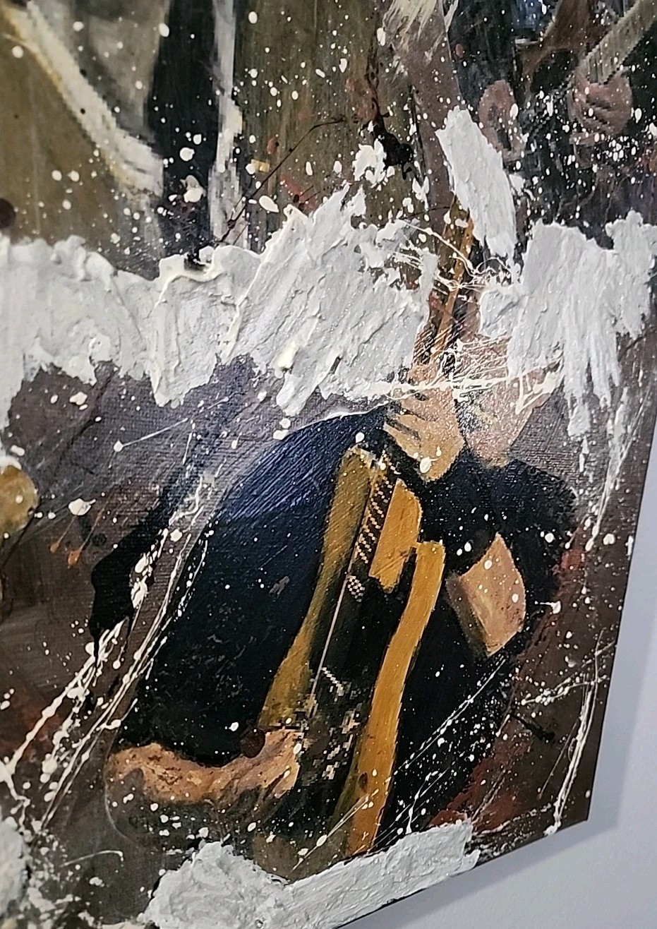 Bruce Springsteen Collage Art Painting Canvas, Signed by Artist, 18×24 Unframed