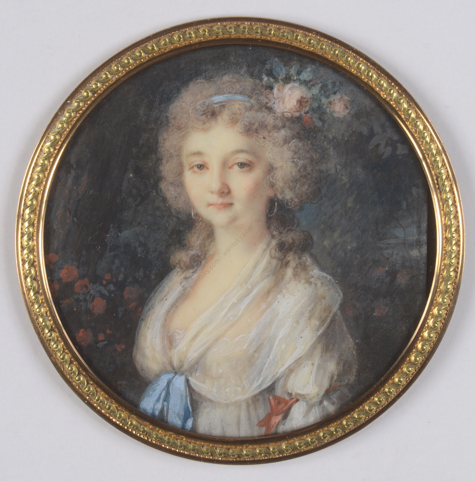 Pierre-Adolphe Hall (1739-1793) «Young lady with roses in her hair», miniature